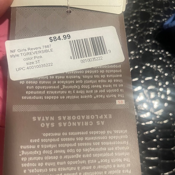 The North Face Girls Toddler 3t reversible jacket - Picture 3 of 7